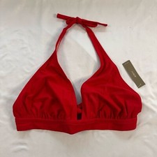 NWT J Crew DD Halter Tie Back Bikini Top Red Size M Bold Beach Classic BY633