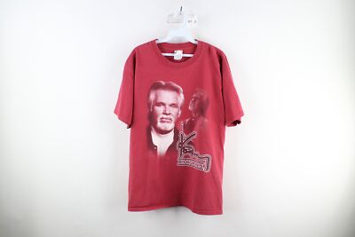 Vintage 90s Mens Size Large Distressed World Tour Kenny Rogers Band T-Shirt Red
