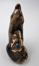 Navajo Pottery Horse Hair Howling Wolf Sculpture by Vail