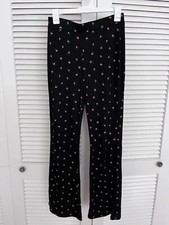 H M Black Pink Floral Print Flare Leggings NWT Medium