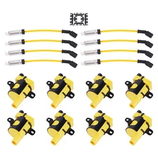 8 Set Round Ignition Coil and Spark Plug Wire For GMC Chevy Silverado 1500 5.3L