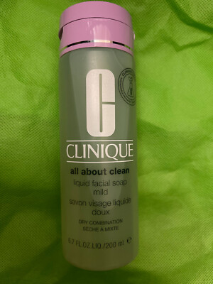 Clinique All About Clean Liquid Facial Soap Mild 6.7oz For Dry Comb. Skin B51