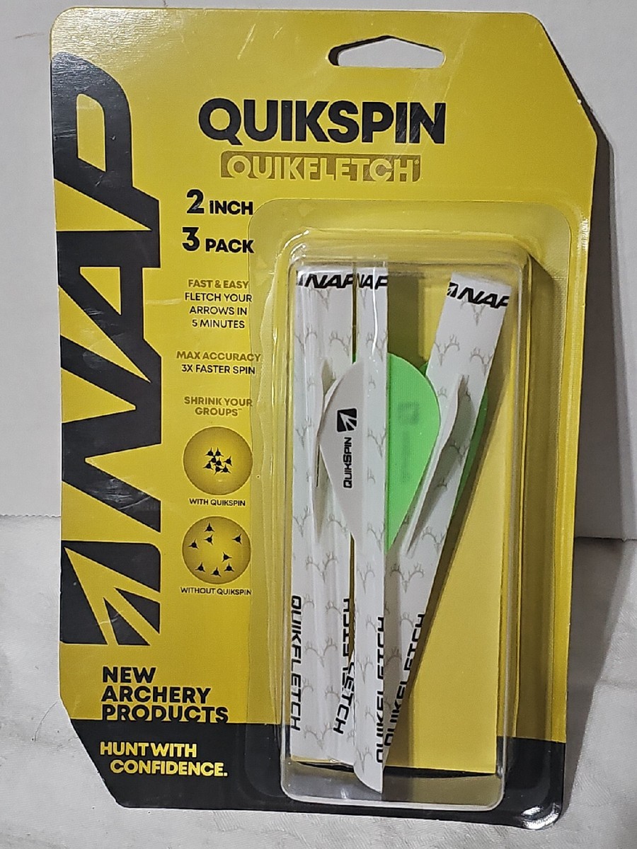 NAP Quikfletch Quickspin 2 Pouces – Empenne Rétractable Vert – 3 Pièces – SIAP-60-635W Neuf