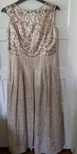 Gold Designer Evening Dress With Sequin Bodice, Has Pockets Size 14, Kay Unger