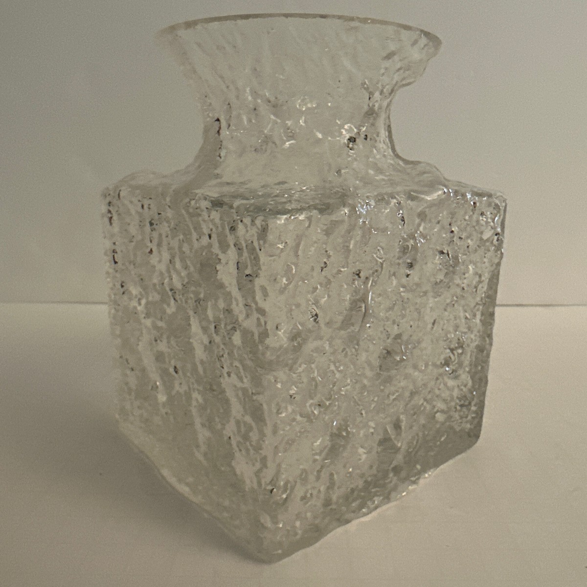 Signed “Crocus” Ice Glass Vase Iittala Finnish Artist Timo