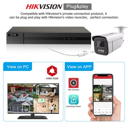 Hikvision kompatible 8 MP IP-Kamera 4K ColorVu POE Vollfarbmikrofon Kugel 3,6 mm USA - Bild 13 von 16