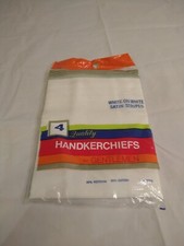4 Vintage Men's Handkerchiefs White With Satin Stripes New NOS
