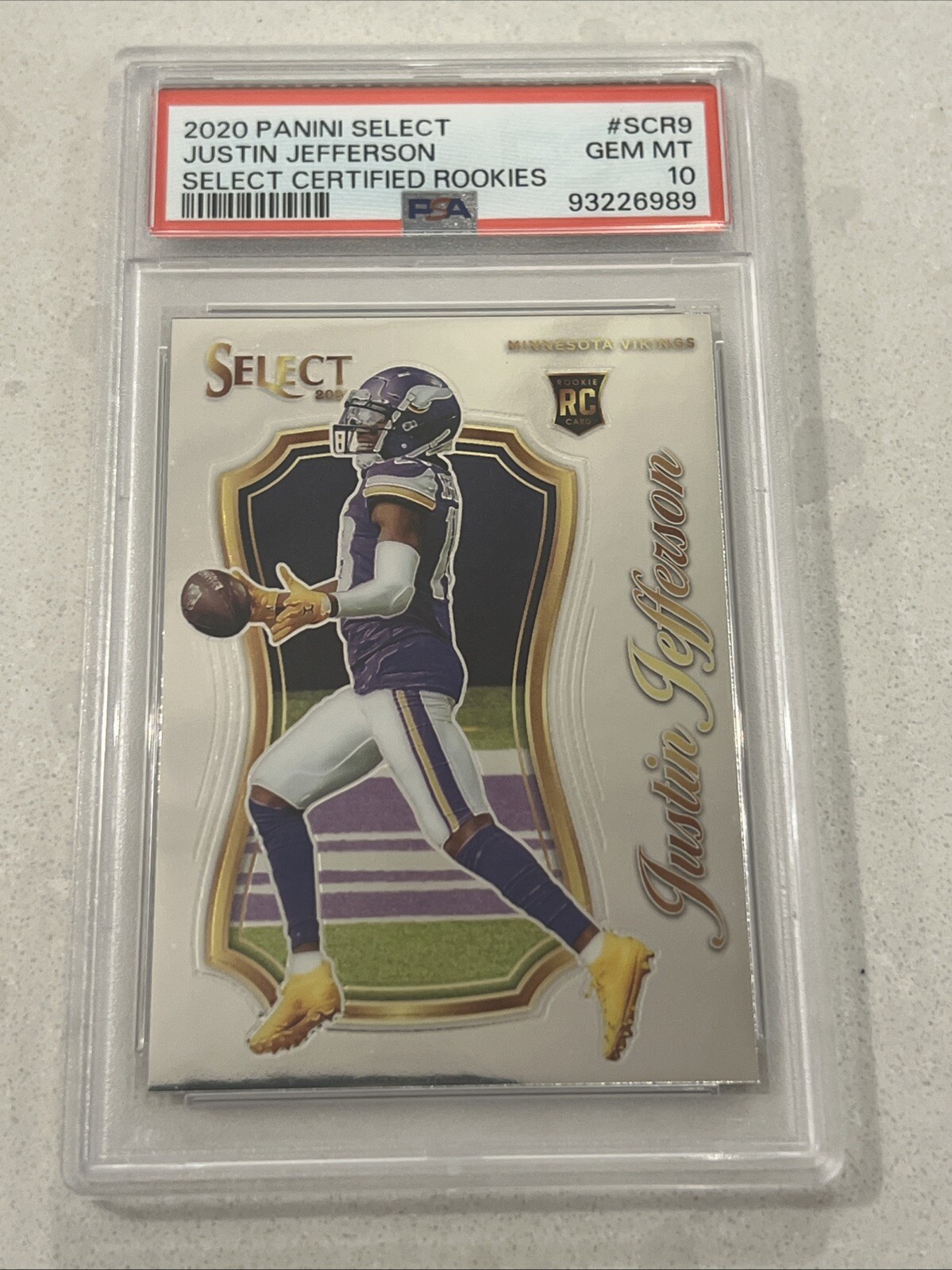 2020 Justin Jefferson Select Certified Silver Prizm Rookie RC SCR9 PSA 10