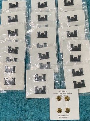 16 Pair Corps of Engineers Insignia Subdued Collar Device -NOS - Free Shipping