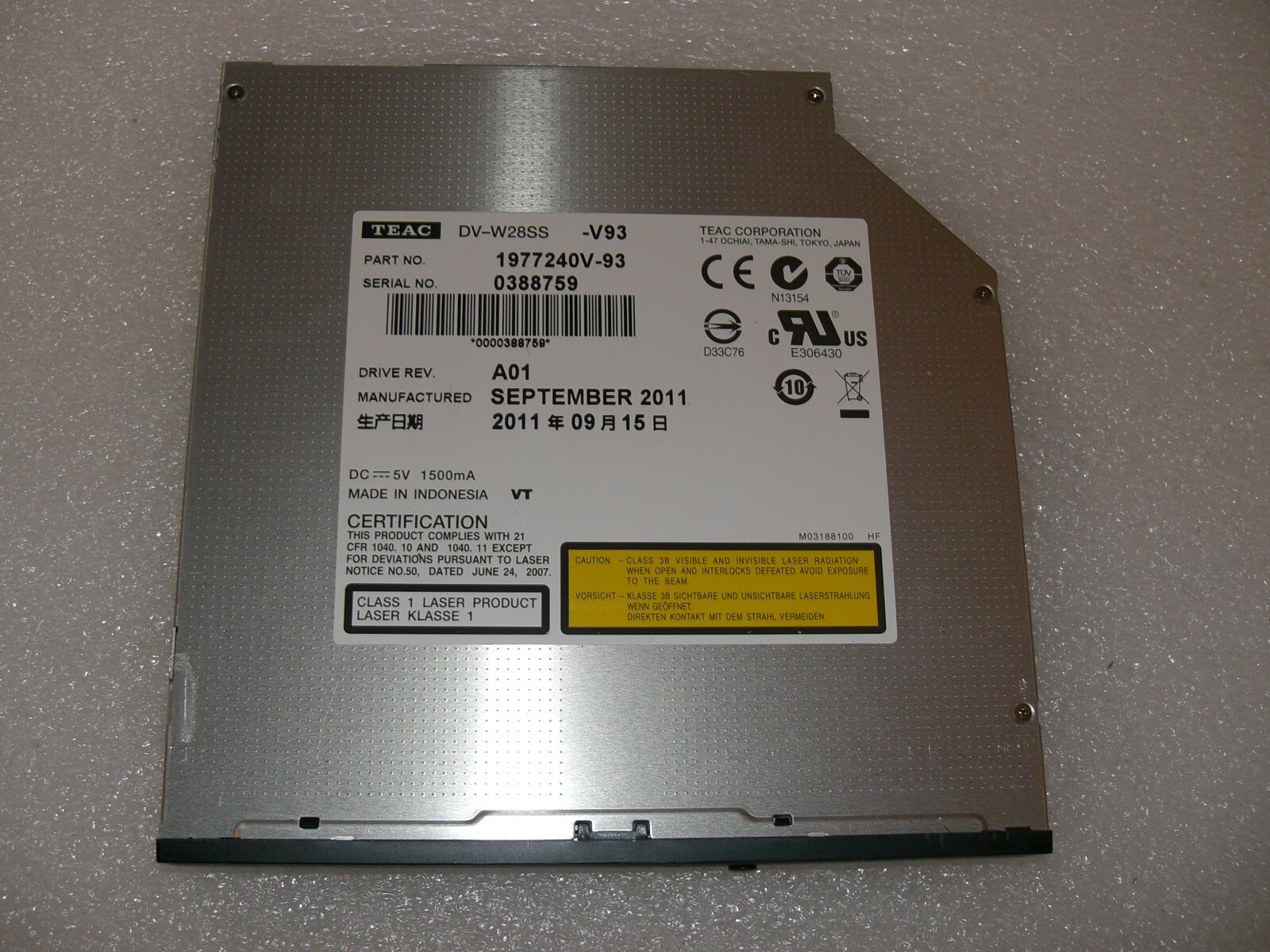 Teac Slim DVDROM DVW28SS Slotin SATA für Notebook & Server eBay