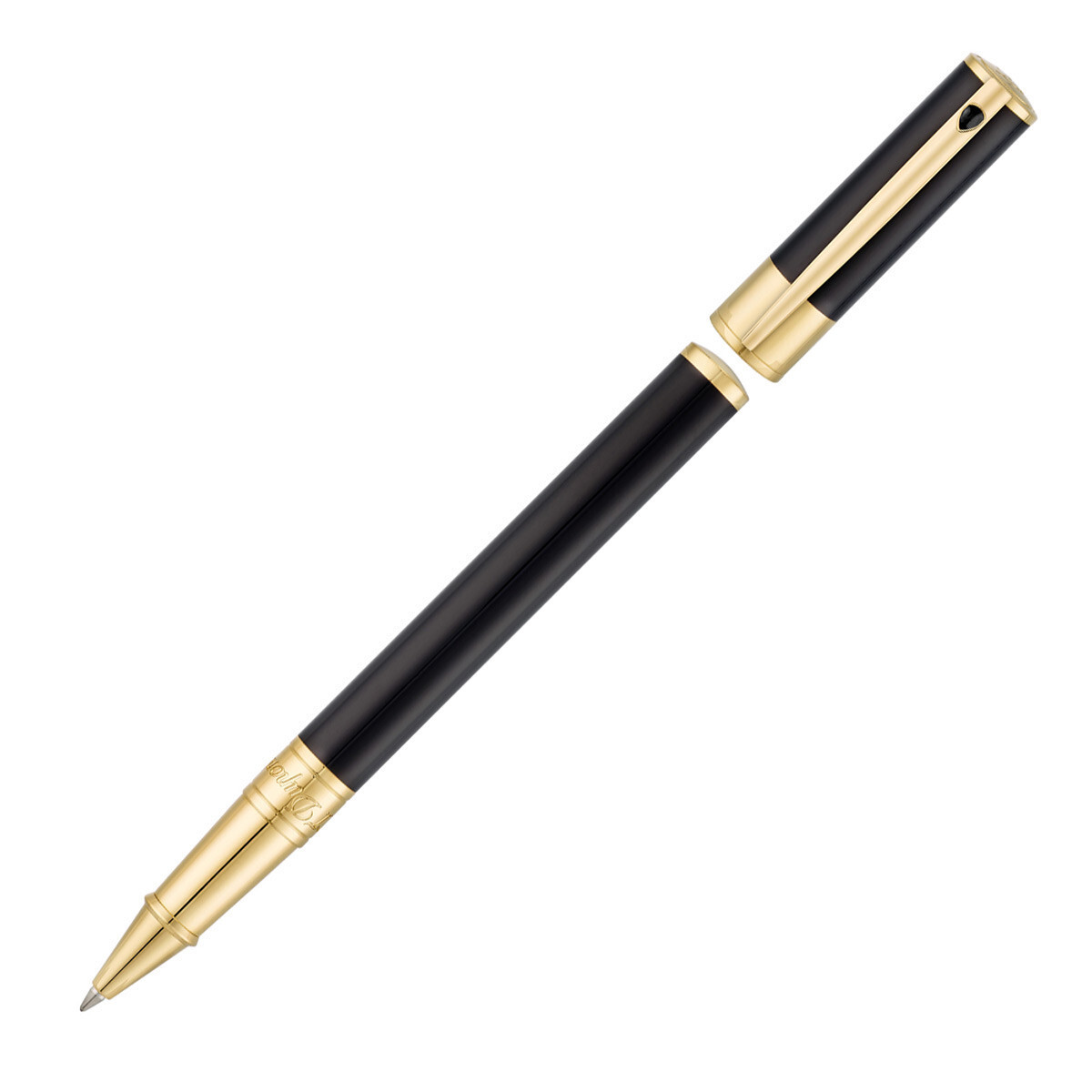 S.T. DUPONT DInitial Rollerball Pen Black Lacquer Gold Trim NEW eBay