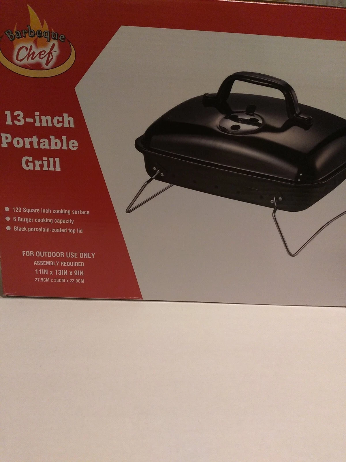 13-inch Folding Charcoal Grill By Barbeque Chef - 123 Sq. In (6 burger capacity)