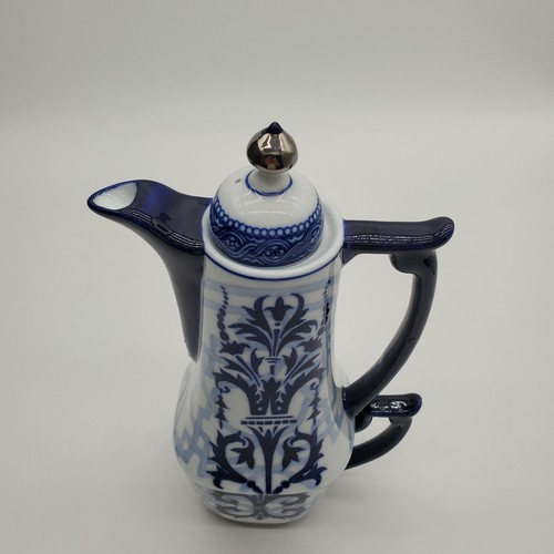 Vintage Bombay Company stapelbare Teekanne und Tasse Penzance Design blau und weiß - Bild 5 von 10