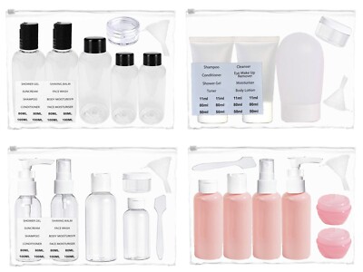 Travel Bottles Clear Plastic Toiletry Set Pump Spray Hand Luggage Liquid  Shampoo Australia