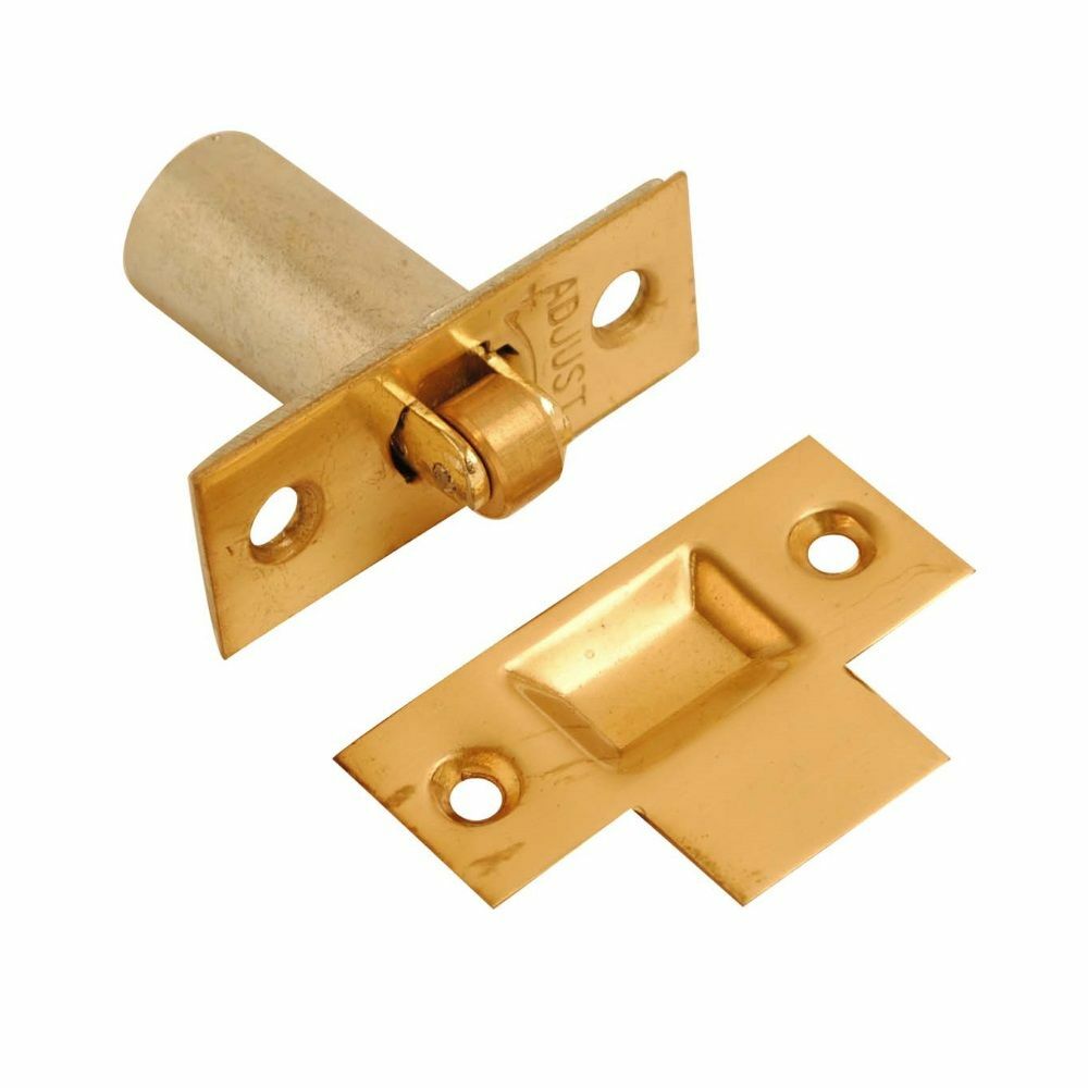 ADJUSTABLE ROLLER CATCH Internal Door Latch BRASS Spring Ball Mortice + Fixings