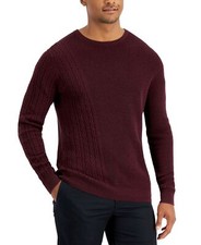 Alfani Men  s Geo-Stich Sweater, Burgundy, XX-Large