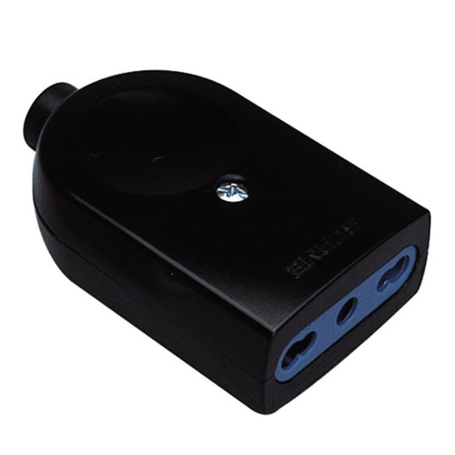Poly Pool Presa mobile bivalente 10/16A 2P+T uscita cavo assiale nera - PP0466.1