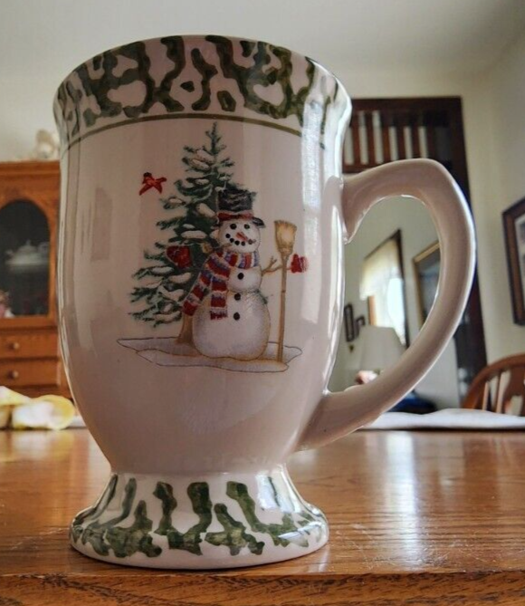 We Can Build a Snowman Irish Coffee Mug (s) 12 oz. Stoneware White Green  Red !