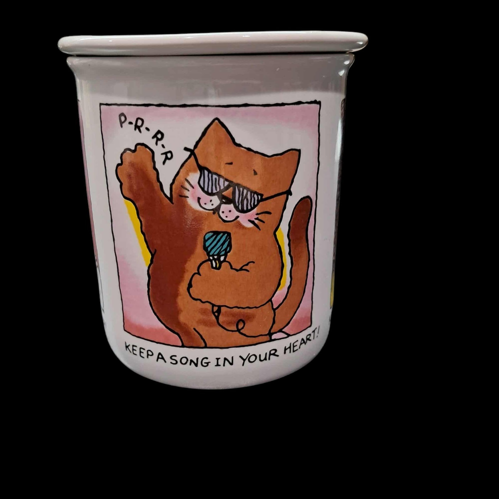 Vintage Collectible Hallmark Mug Mates Cat Design Mug with Lid/Coaster 1985