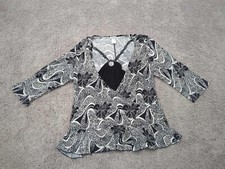 Vintage CDW Woman Womens Medium Black Floral Paisley Eyelet Made In USA
