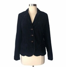 J.Crew Classic Blazer Size M Petite Corduroy Long Sleeve Navy Blue