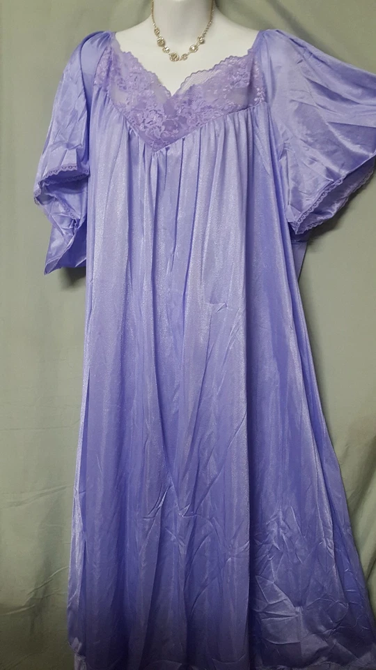 Camisón MUJER DENTRO MORADO LARGO TOBILLO MANGA CORTA TALLA 4X REGALO 66" BUSTO Foto 2 de 4