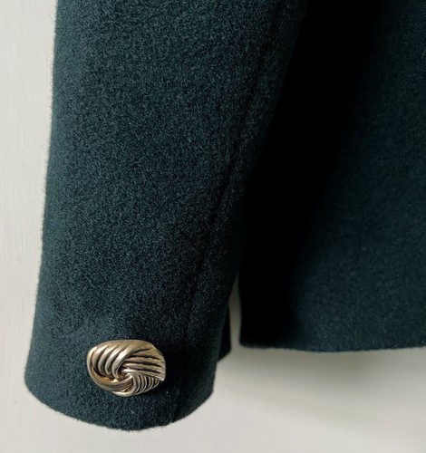Vintage 80s 90s Dark Racing Green Wool Cashmere Blend Blazer Suit Jacket Coat 18 - Picture 11 of 18
