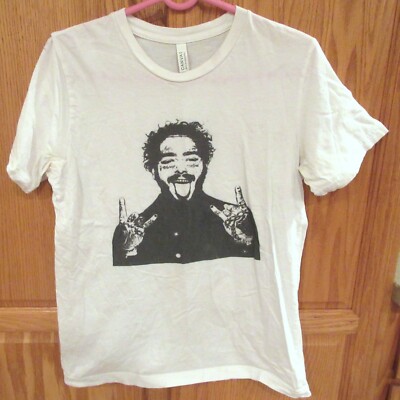 POST MALONE SHIRT~NEW~size MEDIUM~Head Tattoo Face White Tee