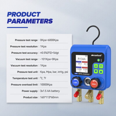 Ancel AC3000 HVAC Digital Manifold Gauge Set – Refrigeration Tester With Vacuum Pump Capability