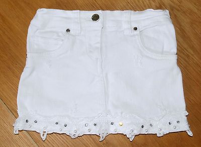 Microbe Jeans White Mini Skirt with Lace & Strass 4 years