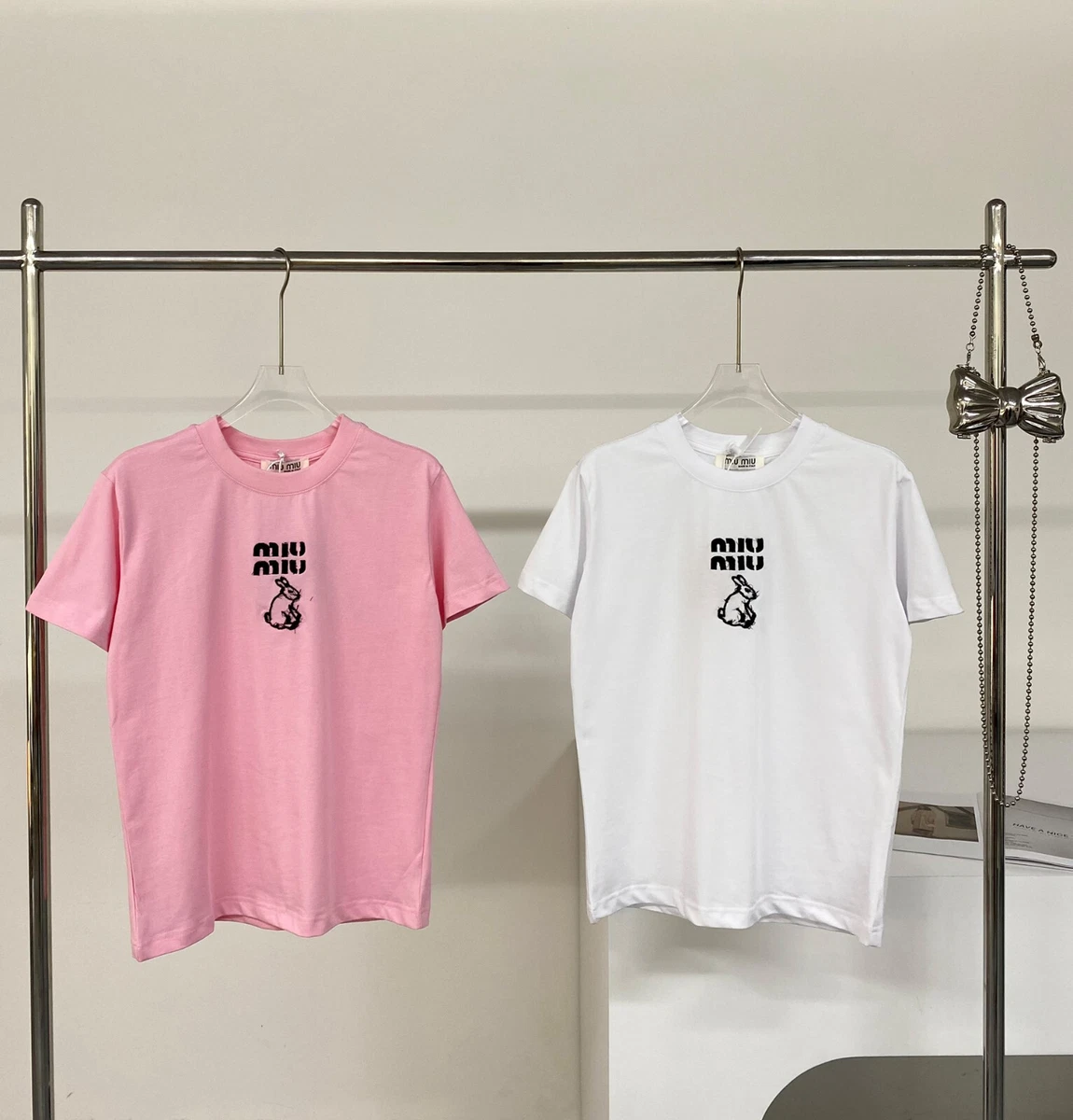 New MIU MIU Tee Shirts with Embroidery Mouse LOGO Top | eBay