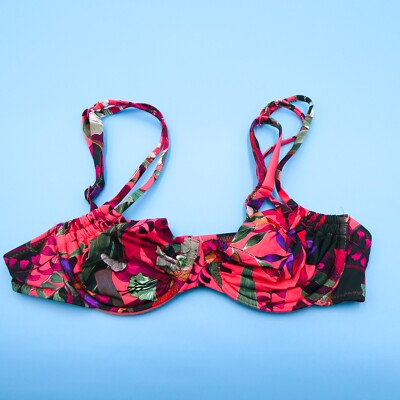 Lascana 32B Pink Multicolor Floral Underwired Push Up Bikini Top Swimwear  Beach