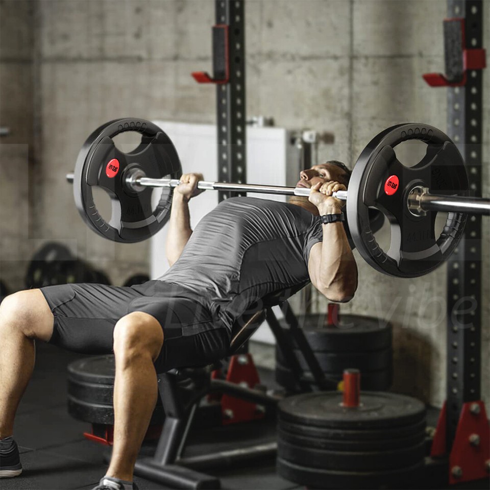 Weight Plates Set Pair Cast Iron Hole Disc Dumbbell Olympic Barbell Tri