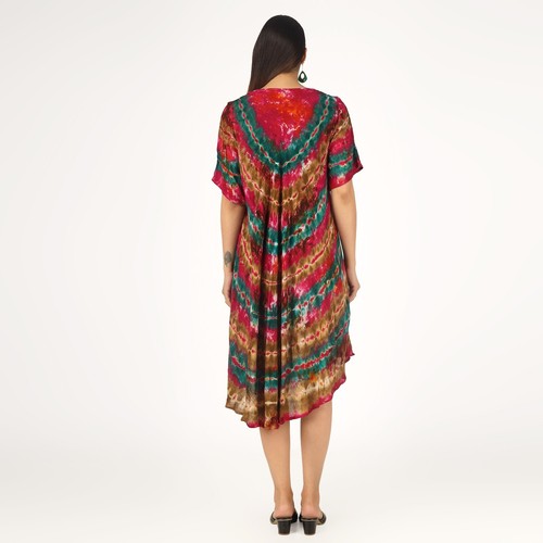 Gorgeous Boho Peasant Tie Dye Dress Summer Beach One Size Fits AU 12 - 20 - Picture 4 of 7
