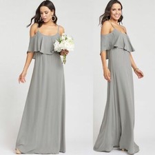 Show Me Your MuMu Caitlin Ruffle Maxi Dress in Grey Size XS Bridesmaid
