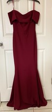Red Long Strechy Dress Off the Shoulder