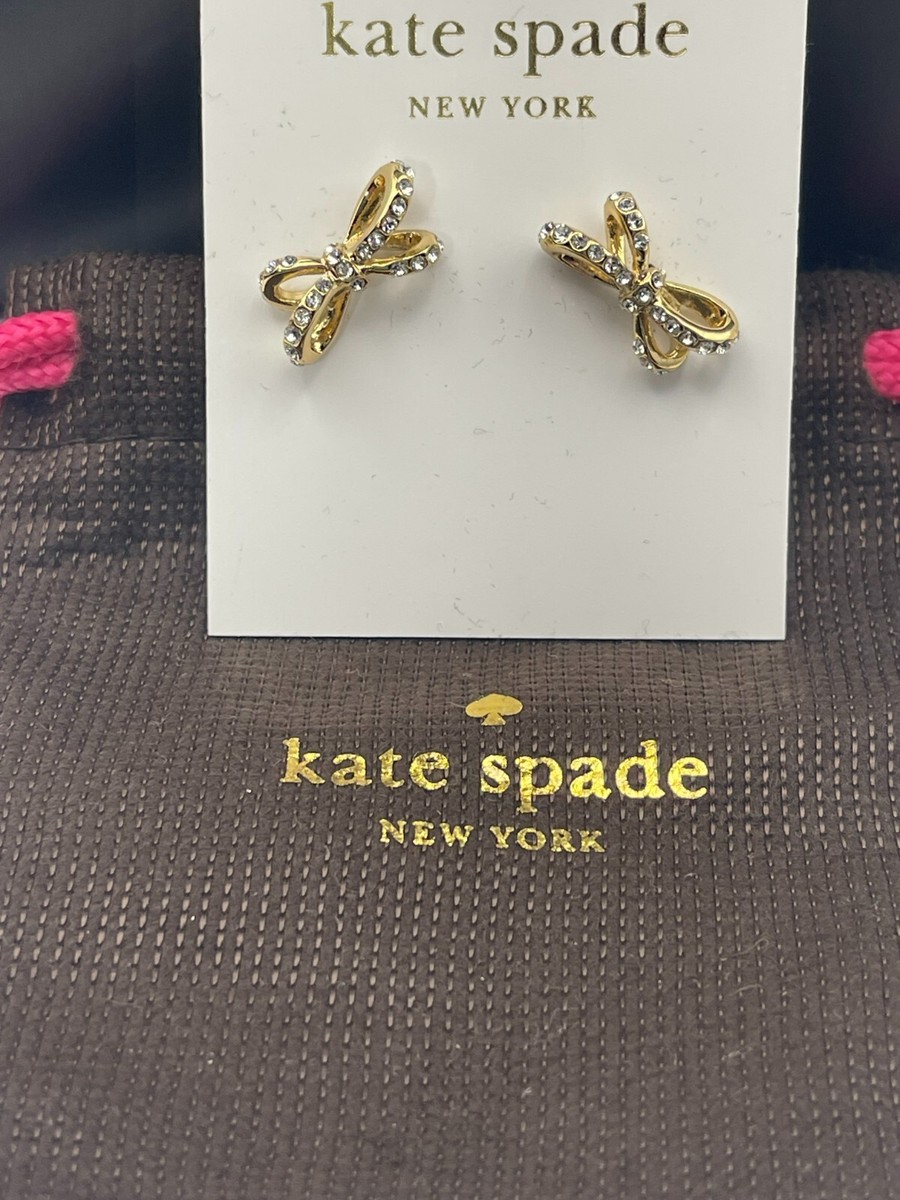 Kate Spade New York All Tied Up Pave Gold Bow Stud Earrings