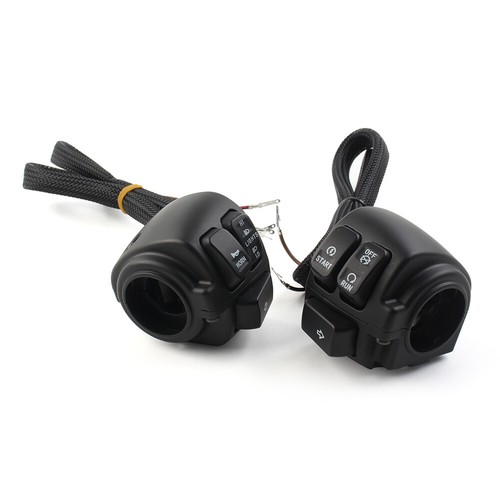 Black Motorcycle Handlebar Control Switches+Wiring Harness For Harley Dyna Vrod - Foto 9 di 11