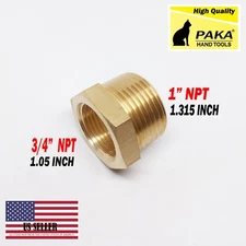 5 PC- 1" Male x 3/4" Female NPT Pipe reducer Hex Bushing adapter Brass Fitting