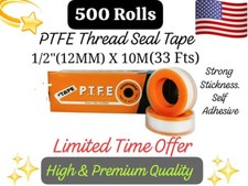 500 Roll 1/2" X 396" Teflon PTFE Thread Plumbing Seal Tape Pipe Industrial 3M