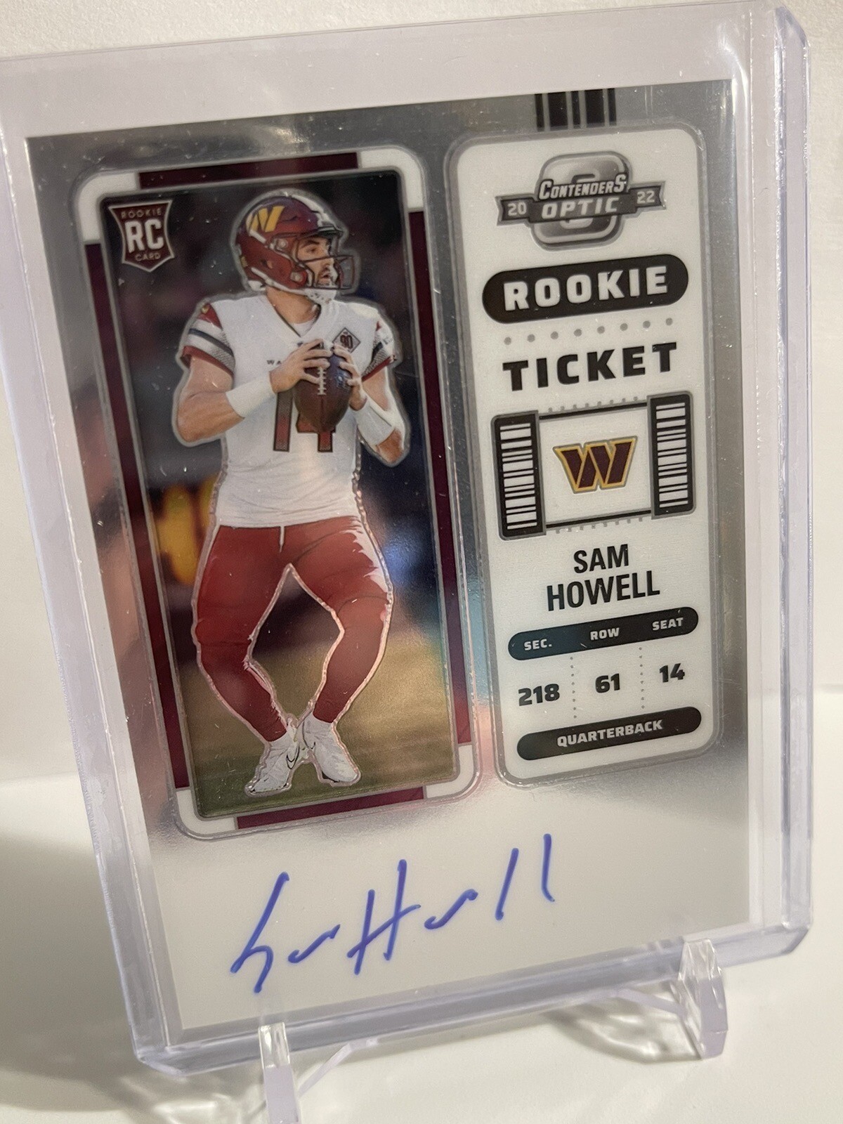 2022 Panini Contenders Optic Sam Howell Rookie Ticket On-Card AUTO, Card 133