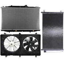 Radiator & Condenser & Cooling Fan Assembly For 2003-2007 Honda Accord 2.4L L4