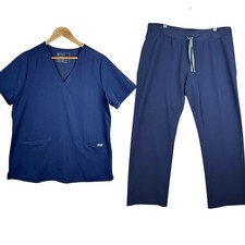 FIGS Technical Collection Navy Blue Scrubs Set Womens Size Large Medical Pockets
