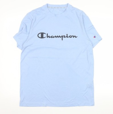Champion Herren T-Shirt Blau Rundhals Kurzarm M