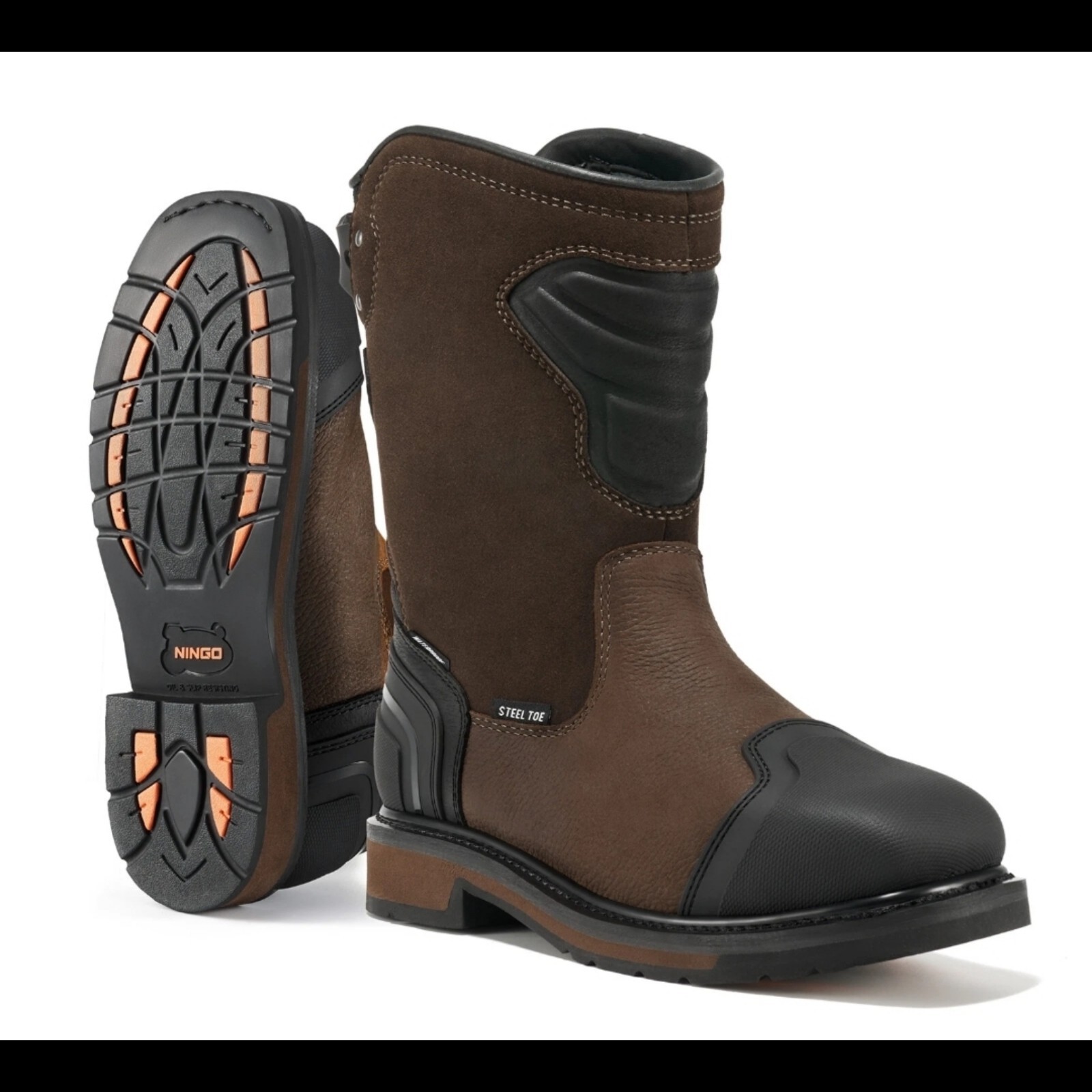 NINGO Men's Steel Toe Waterproof Work Boots