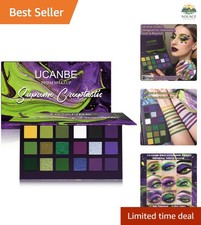 Green Purple Goth Eyeshadow Palette Makeup- 18 Colors Matte Shimmer Metallic ...
