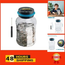 QPEY Digital Counting Piggy Bank for Adults, 1.8L Capacity Coin Counter