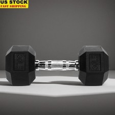 30 LB Rubber Hex Dumbbell Anti-Roll Grip for Strength Training Home Gym Workouts