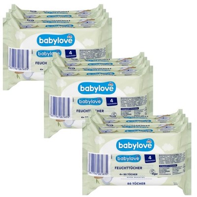 Babylove Feuchttücher 12 x 80 Stück, 960 Stück  mit Aloe Vera & Kamille