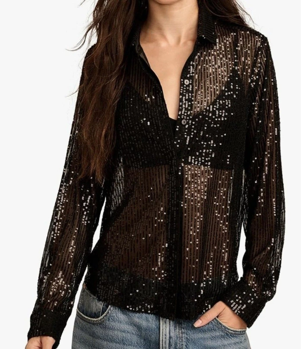 トップス Acka fringe american sleeve tops American Idol S22 Jack Blocker Black Fringe Shirt